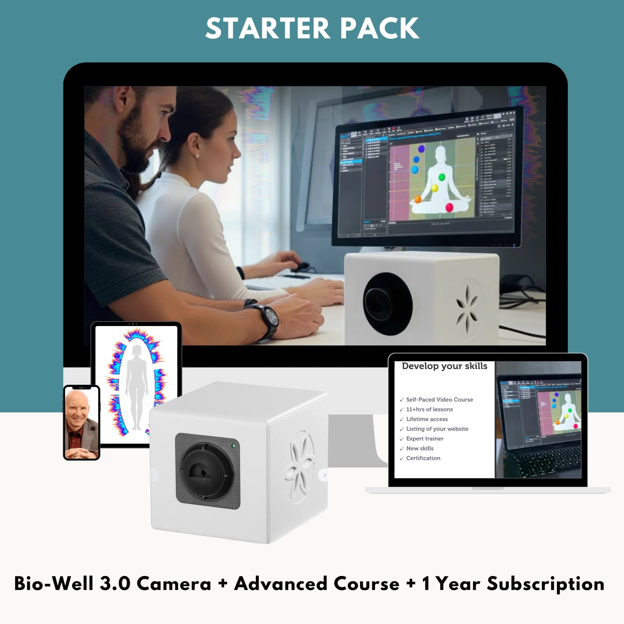 Bio-Well 3.0 Device New 2026 Model + Advanced Level 1 Certification Training + Community + Bi-Weekly Zoom Support + 1-Year Subscription Free + Charged Chakra Alignment Crystal Kit