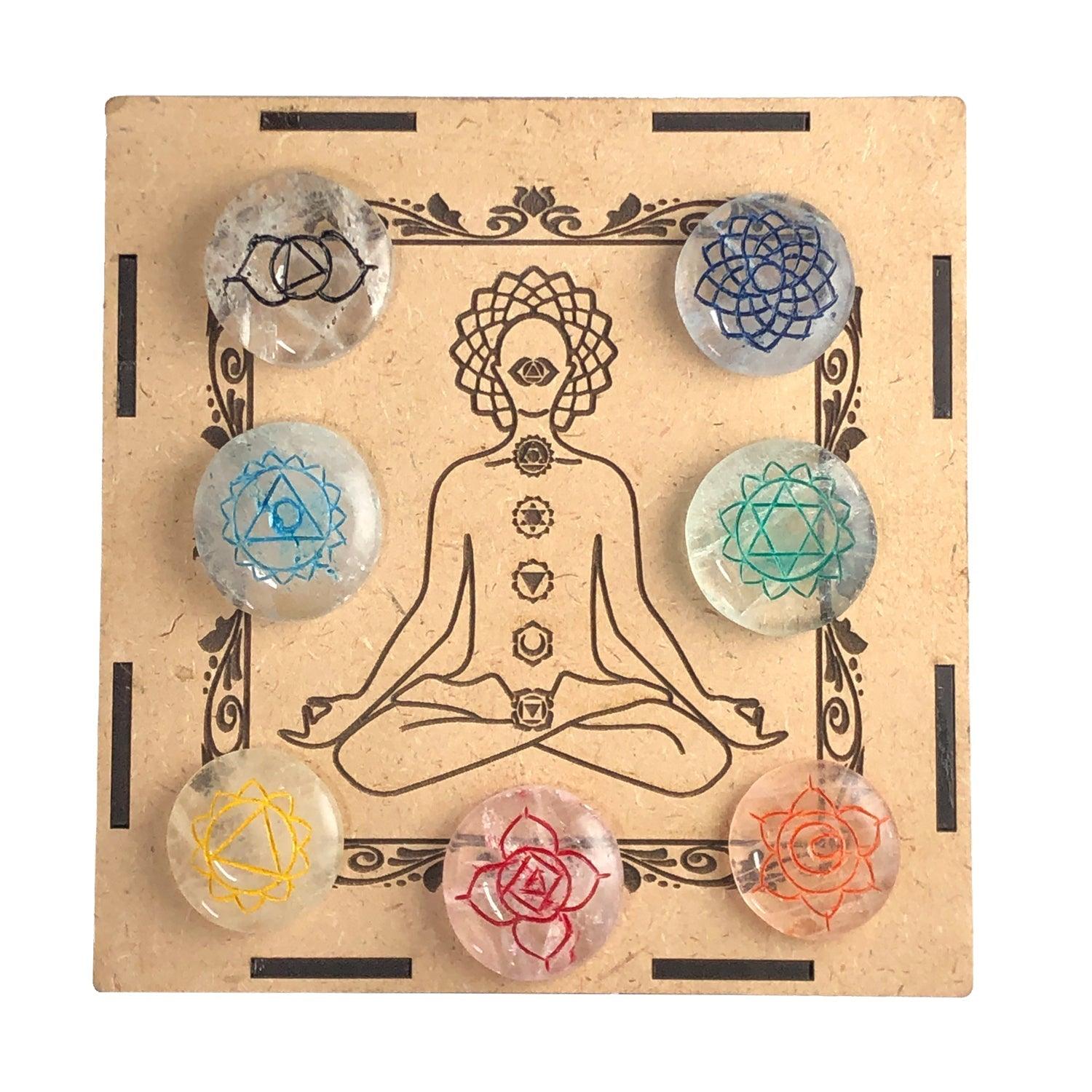 Crystal Quartz Tachyon Energy Chakra Set - Advanced Chakra Healing Crystals Kit for Root, Sacral, Solar Plexus, Heart, Throat, Third Eye, and Crown Balancing - Gaia Healers